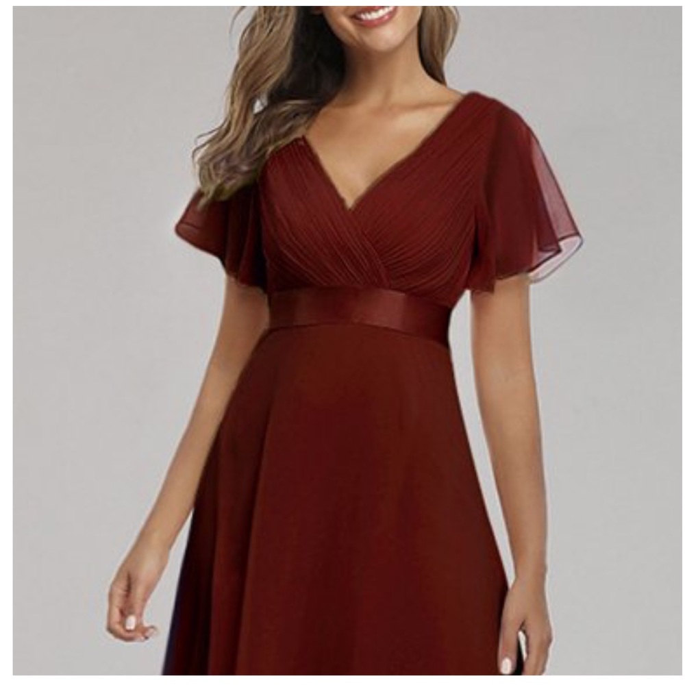 NWT Ever Pretty Flattering Burgundy gown formal 8-10 - Picture 2 of 13